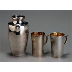 Japanese Silver Vase and a Pair of Cups, Showa Period (1925-1997), Each stamped; the vase sig...