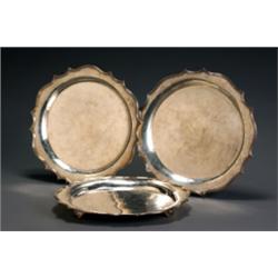 Set of Three Chinese Export Silver Trays, Wu Hua, Beijing, First Half 20th Century, Each havi...