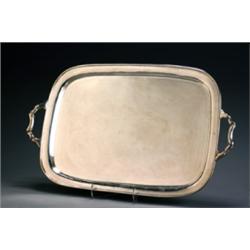 Chinese Export Silver Two-Handled Tray, Wu Hua, Beijing, First Half 20th Century, Impressed w...