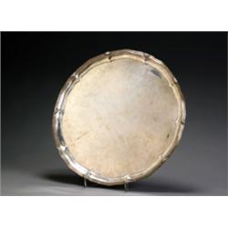 Egyptian Silver Tray, After 1946, The shaped tray having a reeded and shell-molded rim. Impre...