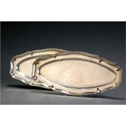 Two Egyptian Silver Fish Platters, After 1946, Each impressed on underside. Each with light s...