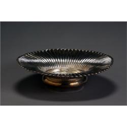 Turkish Silver Fluted Basin, 20th Century, Impressed on underside., Height: 4-1/2 in (11.4...