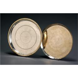 Two Middle Eastern Silver Trays, Turkish or Egyptian, 20th Century, One with engraved palmett...