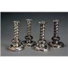 Image 1 : Set of Four Dutch Rococo Style Weighted Silver Candlesticks, Circa 1900, Each having a barley...