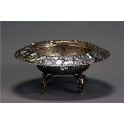 German Rococo Style Silver Center Bowl, Late 19th Century, The pierced foliate-molded rim abo...