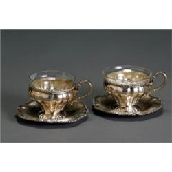 Twelve Continental Rococo Style Silver Fruit Bowls and Undertrays, 20th Century, Each having...