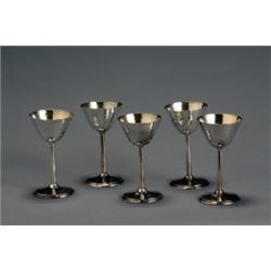 Set of Twelve International Silver Co. Sterling Stem Wines, Meriden, CT, Mid-20th Century, Ea...