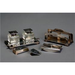 Wm. B. Kerr & Co. Sterling Six-Piece Desk Set, Newark, NJ, First Half 20th Century, Consistin...