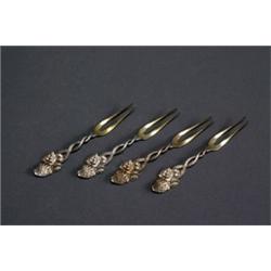 Set of Twelve Tiffany & Co. Gilt Sterling Strawberry Forks, New York, First Quarter 20th Centur...