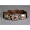 Image 1 : Native American Silver and Hide Concha Belt, Navajo, First Half 20th Century, Having seven sc...