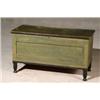 Image 1 : American Parcel Ebonized and Blue and Olive Green Sponge Painted and Decorated Pine Blanket Chest...