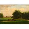 Image 1 : American School, Mid-19th Century, Rural Landscape with Cows Watering, Unsigned, Oil on can...