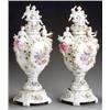 Image 1 : Pair of Plaue Porcelain Floral Encrusted and Covered Potpourri Urns on Stands, VEB Porcelain Ma...