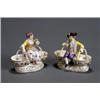 Image 1 : Pair of Meissen Figural Double Salts, Late 19th-Early 20th Century, Each figure in a yellow c...