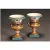 Image 1 : Pair of Paris Porcelain Campana-Form Urns, Mid-19th Century, Painted with flowers above gilt...