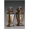 Image 1 : Pair of SFvres-Type Covered Urns, Late 19th Century, Each having a tapering paneled body, dep...