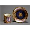 Image 1 : SFvres-Type 'Jeweled' Large Cup and Saucer, Circa 1880, The cup painted with a couple in an i...