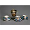 Image 1 : Three SFvres-Type Cups and Saucers and a Covered Cup, Late 19th-Early 20th Century, Each cup...