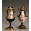 Image 1 : Two SFvres-Type Ormolu Mounted Covered Urns, Late 19th Century, Each polychrome decorated wit...