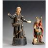 Image 1 : Two South American Painted and Decorated Wood Santos Figures, 19th Century, The first, holdin...