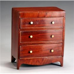 Regency Style Miniature Mahogany Chest of Drawers, Last Half 19th Century, Brasses replaced;...