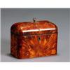 Image 1 : Regency Wire Inlaid Tortoiseshell Tea Caddy, Circa 1810, Rectangular with a hinged domed lid...