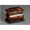 Image 1 : Regency Ivory and Wire Inlaid Tortoiseshell Tea Caddy, Circa 1810, Sarcophagus form, the hing...