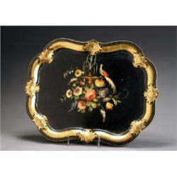 Victorian Papier-MGchT Tray, Last Half 19th Century, Polychrome decorated with a fl...