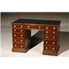 Image 1 : Victorian Mahogany Two-Pedestal Desk, Last Half 19th Century, The top having a gilt-tooled gr...