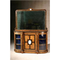 Victorian Ormolu and Light Blue Jasperware Mounted Parcel Gilt and Inlaid Burlwood Side Cabinet a...