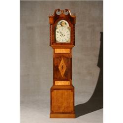 William IV Satinwood, Ebonized Wood and Bird's-Eye Maple Inlaid Mahogany and Oak Tall Case Clock...