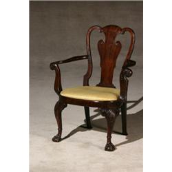 George II Walnut Armchair, Circa 1750, Some repairs to veneered splat, arms at stiles and som...