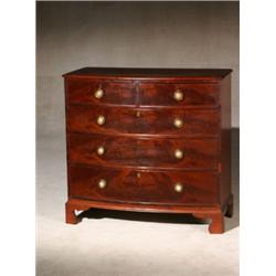 George III Style Mahogany Bow-Front Chest of Drawers, Last Half 19th Century, Patch repair to...