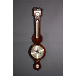 George III Style Mahogany Banjo Barometer-Thermometer, Late 19th Century, Inscribed A & J. Ca...