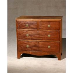 George III Style Mahogany Chest of Drawers, Mid-19th Century, Brasses replaced; top and sides...