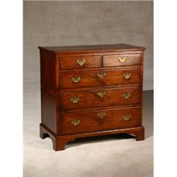 George III Mahogany and Walnut Chest of Drawers, Last Half 18th Century, Modified from a tall...