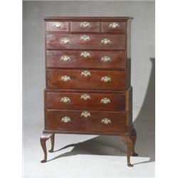 George III Mahogany Two-Part High Chest of Drawers, Last Quarter 18th Century, Bottom section...