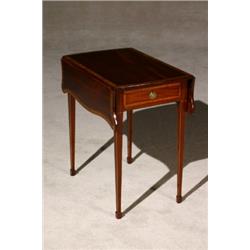 George III Ebonized Wood Inlaid and Faded Mahogany Crossbanded Mahogany Pembroke Table, Circa 1...