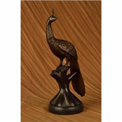 Signed Moigniez Beautiful Peacock Bird Zoo Animal Wild Life Bronze Sculpture Art