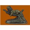Image 1 : LARGE SIGNED MOIGNIEZ LION RESTING BRONZE SCULPTURE MARBLE BASE FIGURINE FIGURE