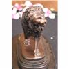 Image 1 : AFRICAN CAT WILD SAFARI LION BRONZE MARBLE STATUE ART SCULPTURE