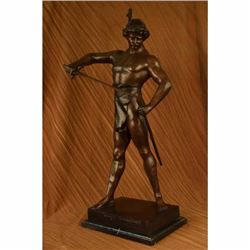 PAINTED SPELTER SCULPTURE POST PUGNAM PICAULT BRONZE STATUE MARBLE BASE FIGURE