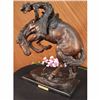 Image 1 : Signed Frederic Remington Cowboy on horse batteling a Rattle Snake Bronze