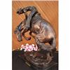 Image 5 : Signed Frederic Remington Cowboy on horse batteling a Rattle Snake Bronze