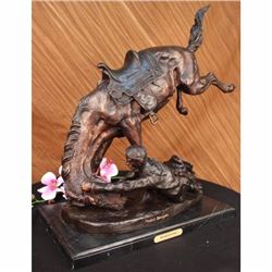 Signed Frederic Remington Large Wicked Pony Bronze Sculpture Statue