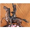 Image 2 : Signed Remington Buffalo Signal Native American on Horse Bronze Sculpture