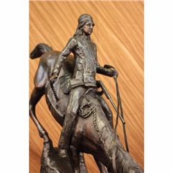 MOUNTAIN MAN BIG 25 1/2 H x 31 L Frederic Remington Bronze Sculpture Marble Base