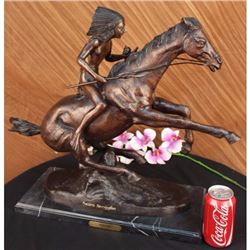 American Indian Warrior Remington Bronze Sculpture Statue Western Horse