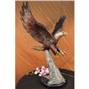 Image 1 : Signed Moigniez Large American Eagle Swoops to Prey Bronze Marble Sculpture