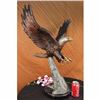 Image 2 : Signed Moigniez Large American Eagle Swoops to Prey Bronze Marble Sculpture